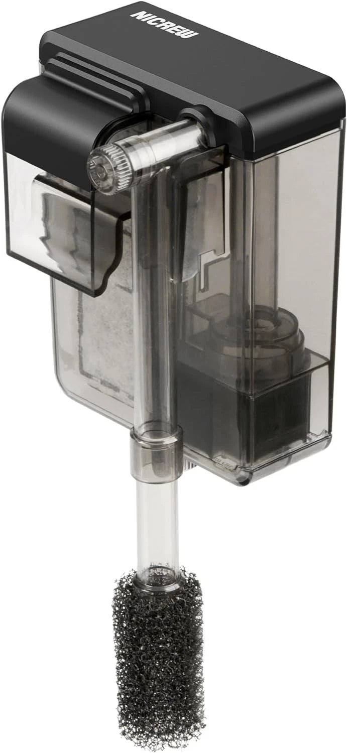 NICREW Slim Aquarium Filter, Quiet Fish Tank HOB Filters 1-5 Gallons, Black