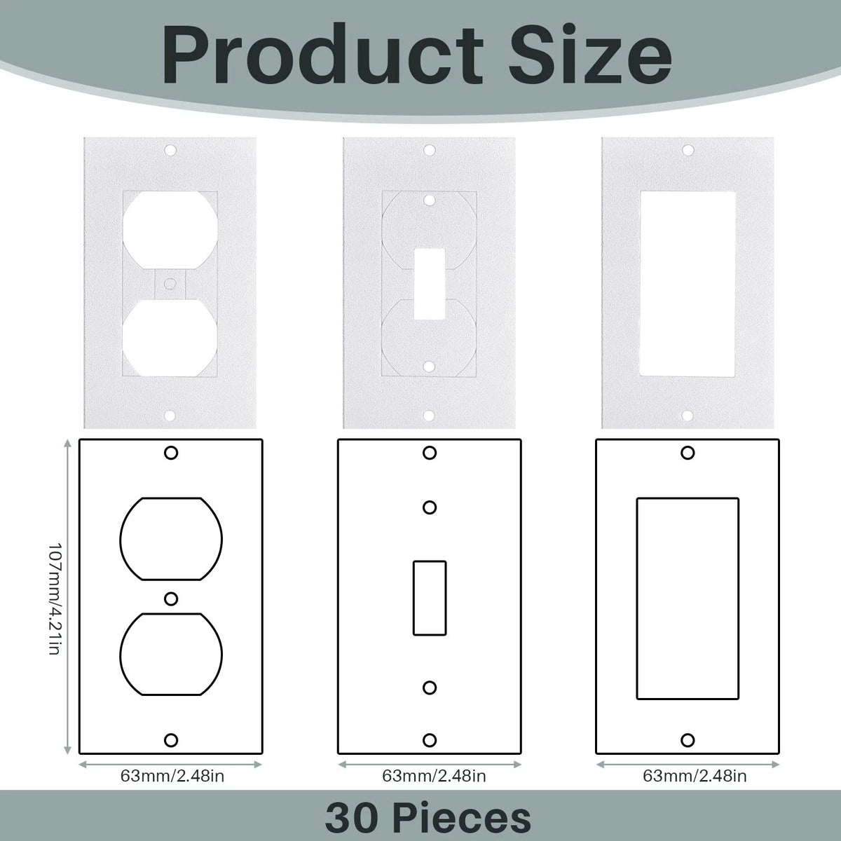 Tondiamo 30 Pcs Outlet Insulation and Draft Sealers Foam 2.5 x 4 Inch, White