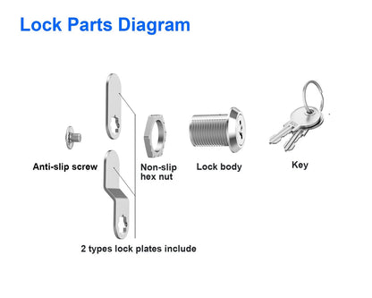 Hecfu 6 Pack Cabinet Locks with Keys, 5/8" Cam Lock 6 5/8 Inch, Silver