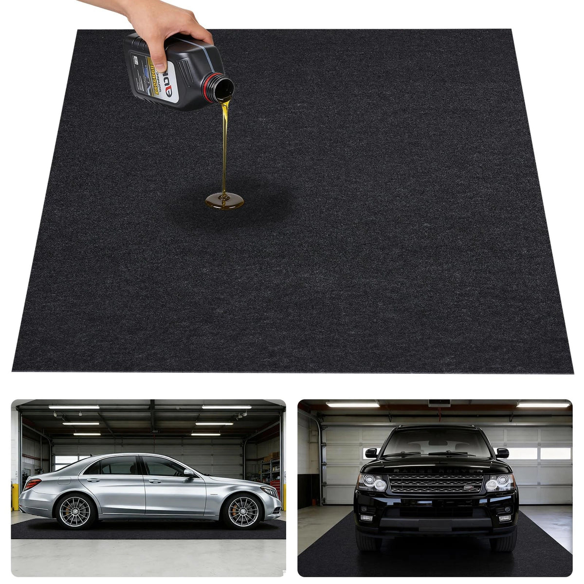 Grefinity Garage Floor Mat，8.2’x 22' Oil Spill Mat 8.2’x 22', Charcoal Gray