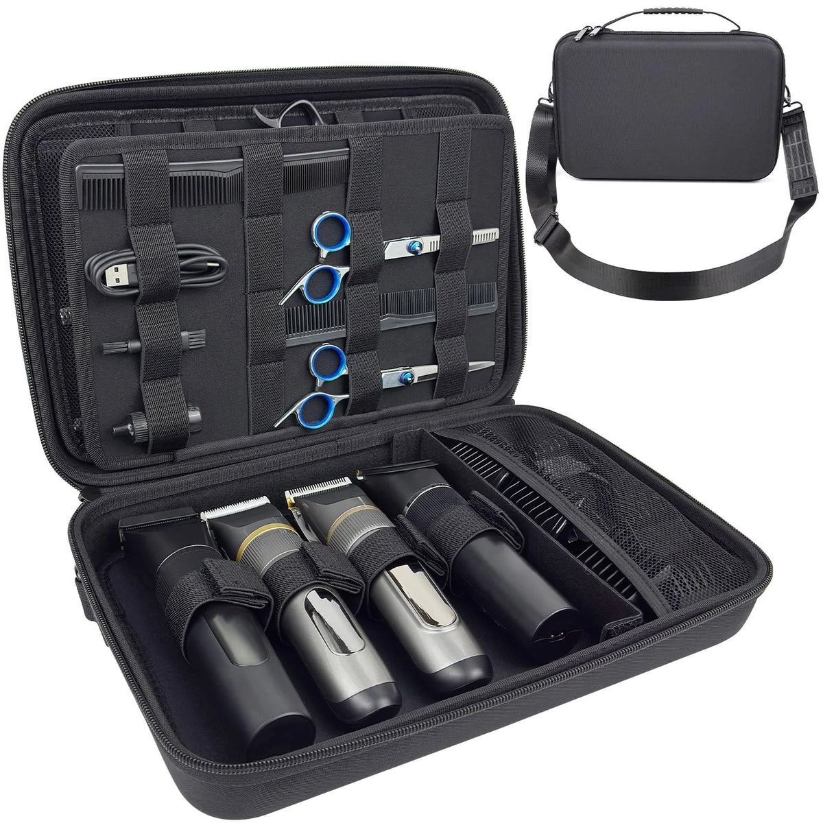 Neehows Barber Bag Hard Travel Case for Hair Clippers Large, Black