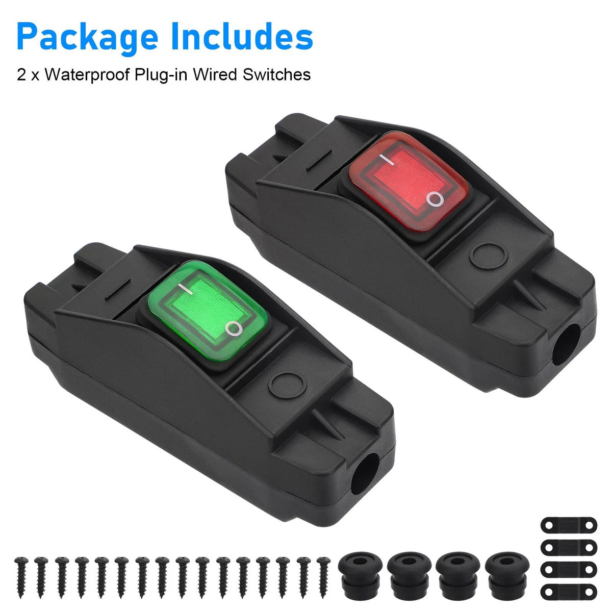 2PCS Waterproof Inline Switch 16A DC12-24V For Appliance Lamp Cord 14AWG 16AWG