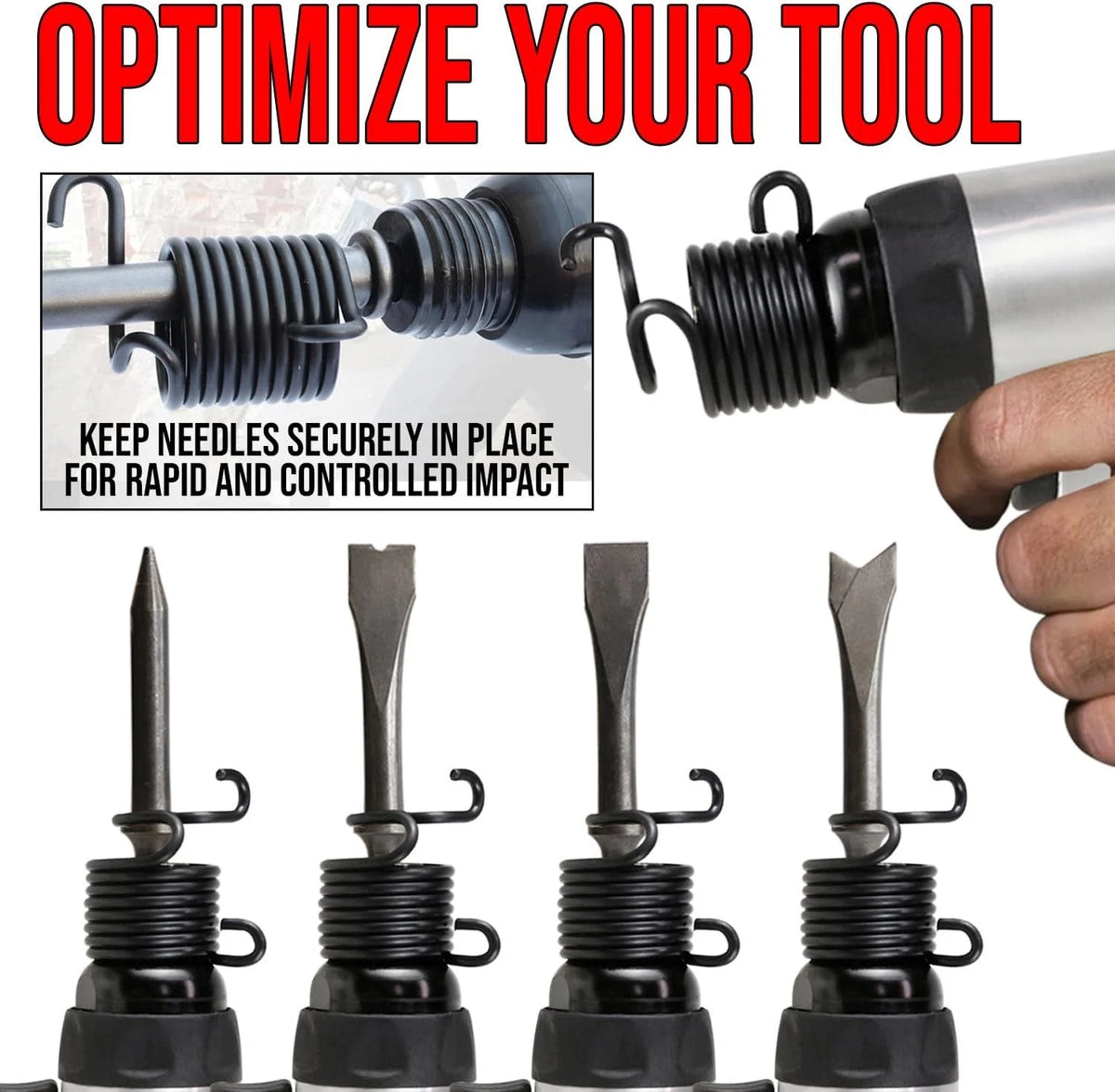 LE LEMATEC Spring Retainer for Air Hammer Chisel Gun - Secure 3/8in Black