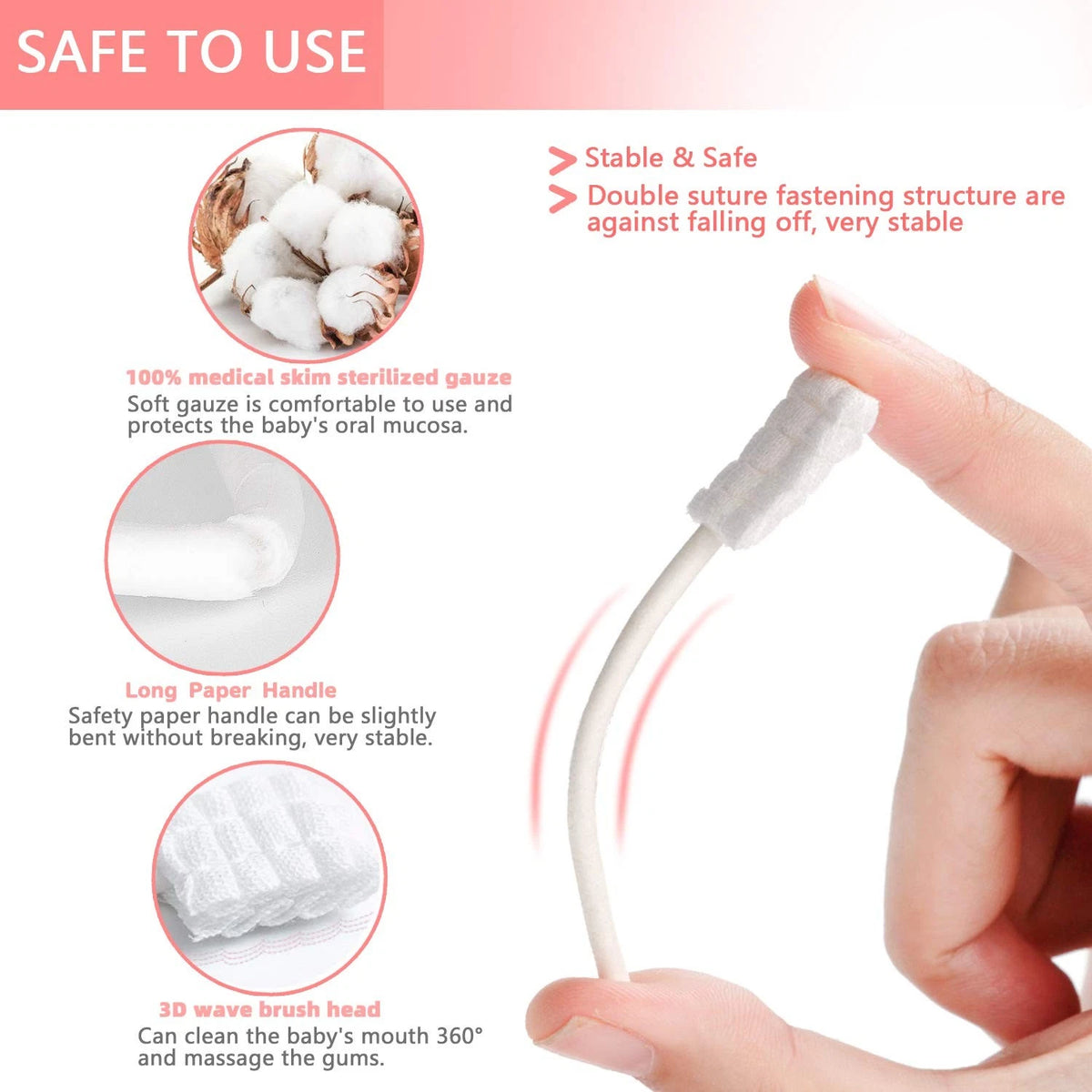 EASICUTI Baby Tongue Cleaner, 42Pcs Disposable 1 Count (Pack of 42), White