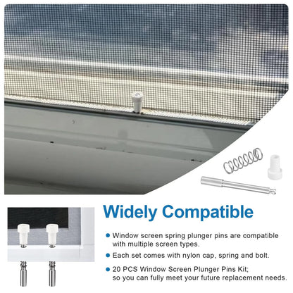 20 Pcs Window Screen Plunger Latches, Aluminum Alloy White