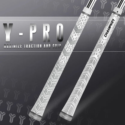 CHAMPKEY Y-PRO Performance Rubber Golf Grips 13 Pack with All Repair White
