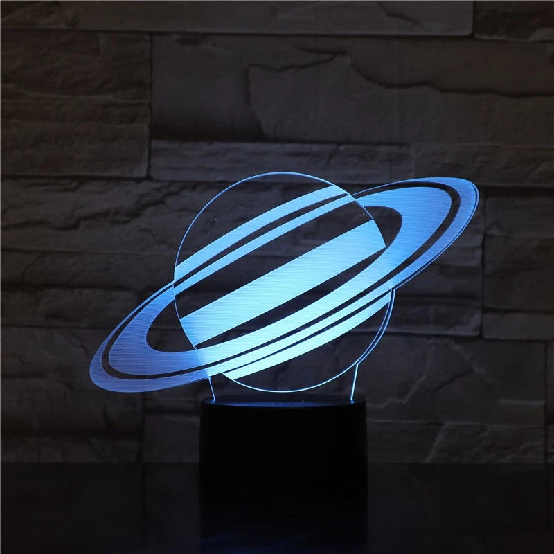 3D Planet Saturn 7 Color Change Night Light LED Desk Lamp Touch Decoration Gift