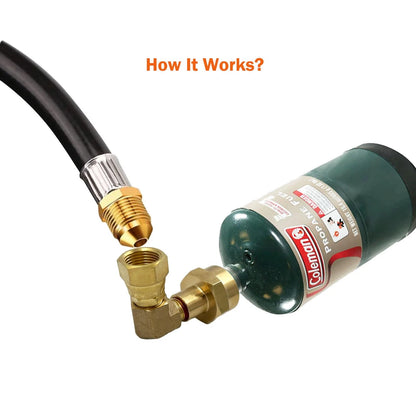 MENSI 1LB One Pound Propane Mapp Gas Torch Burner Elbow Converter Gold