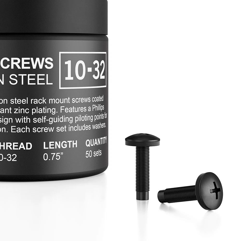 AC Infinity Carbon Steel 10/32 Rack Screws and Nylon ['10-32'], Black