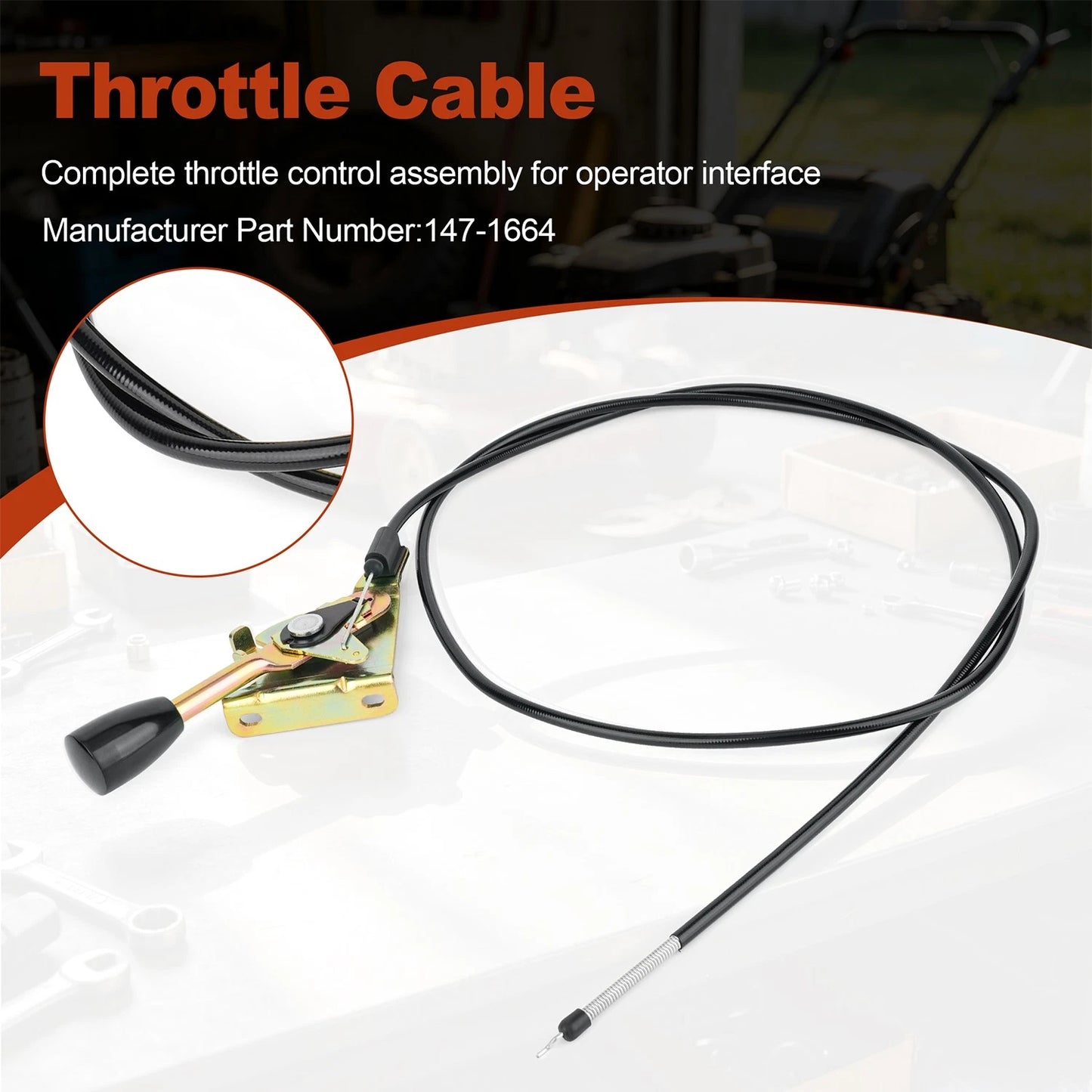 Throttle Cable Assembly 147-1664 for Toro 72504 72505 72509 72513 72518 72519
