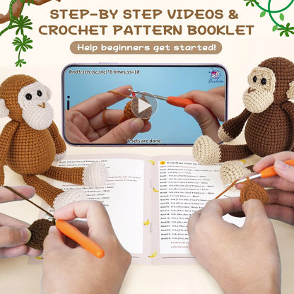 Crochetta Crochet Kit for Beginners, Kits with Small, Monkey