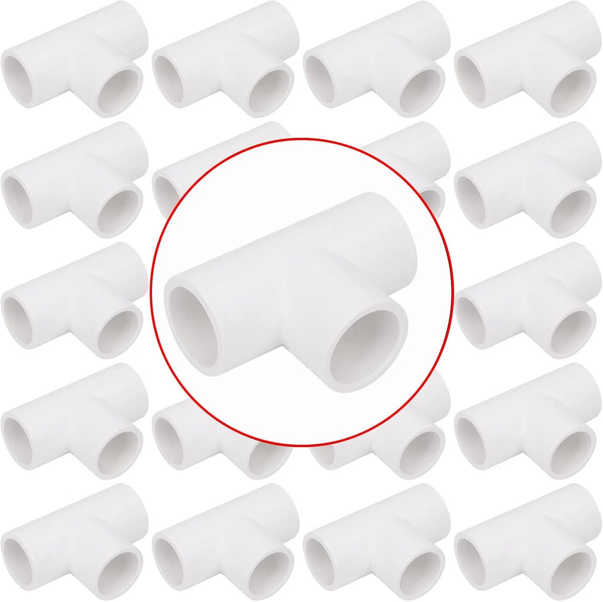 20 Pack 3 Way 1/2 Inch Tee PVC Fittings, 1/2inch SCH 40 1/2Inch, White