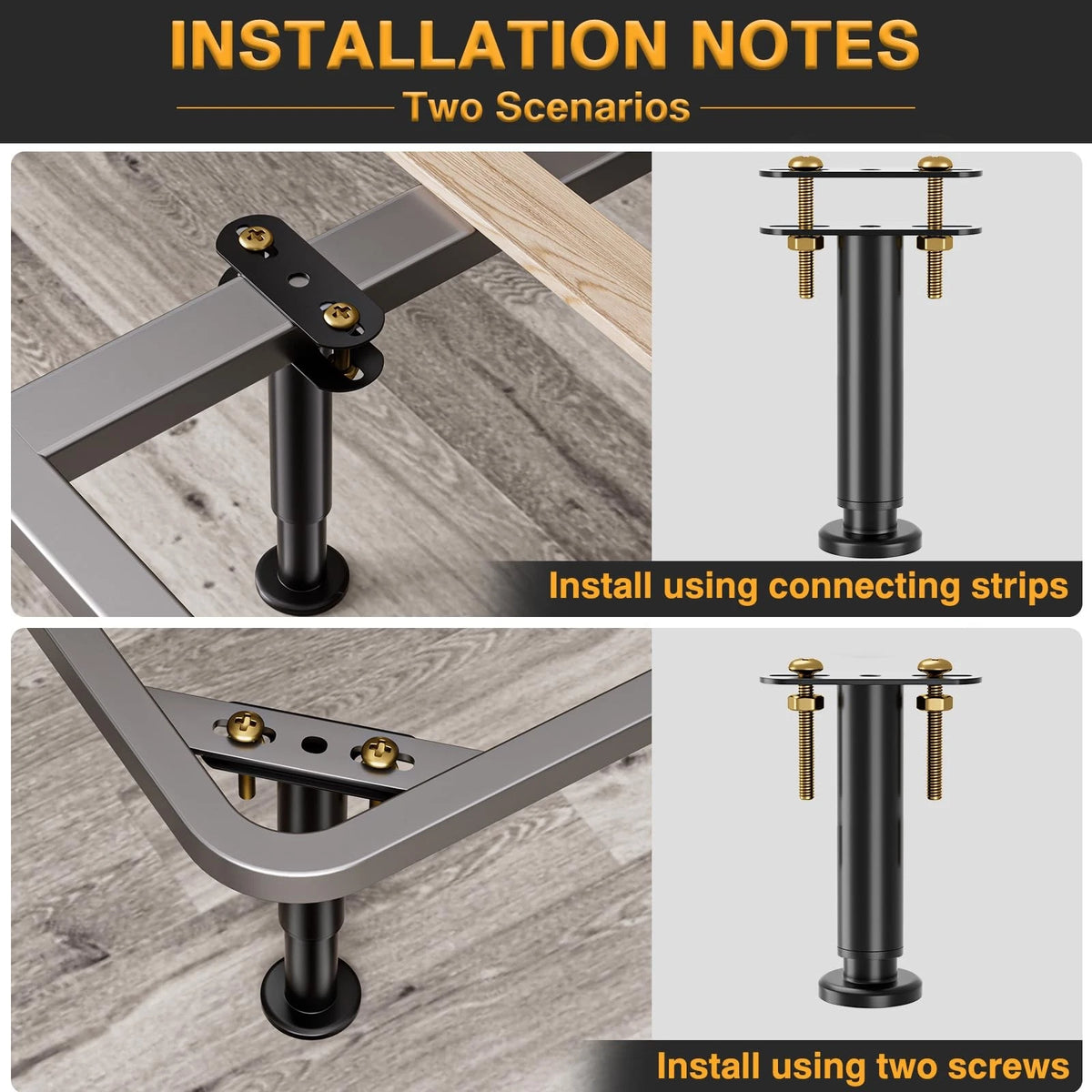 VETIN 4Pcs Adjustable Height Bed Support Legs 10-16 inch, Black