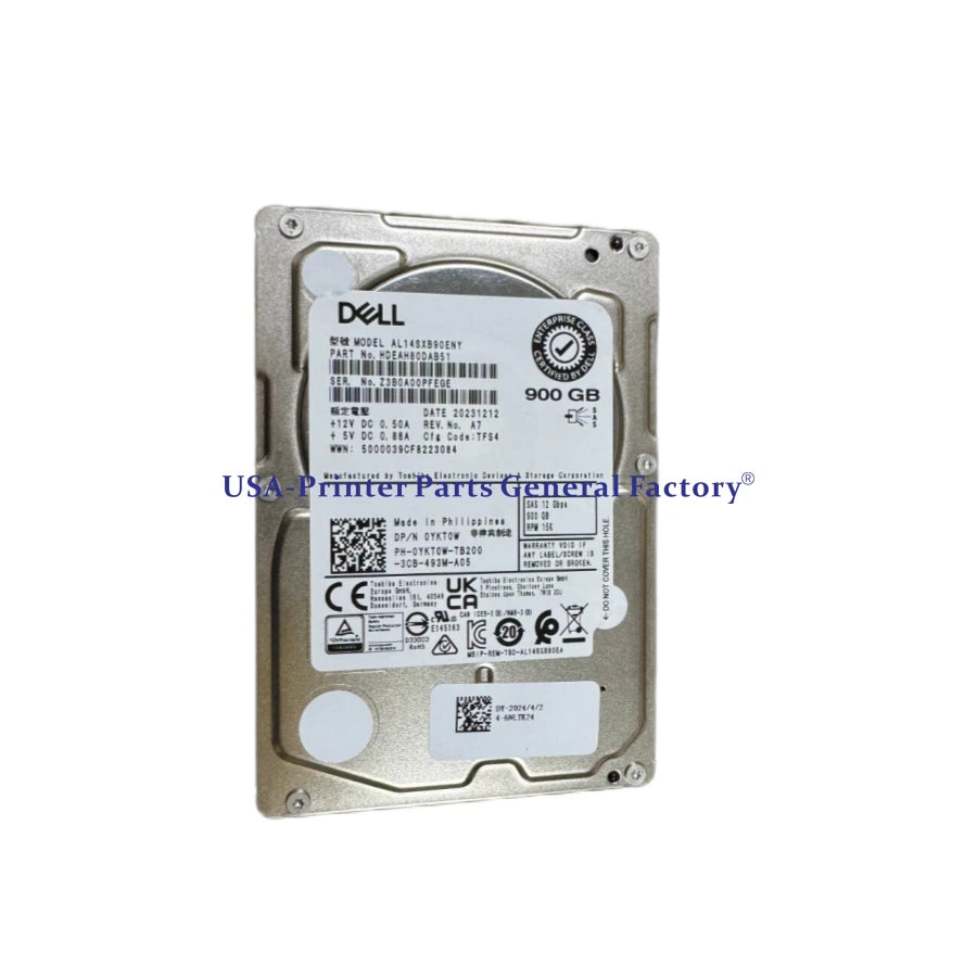 YKT0W 0YKT0W Compatible For DELL HDD 900GB 15K SAS 12G 2.5" SFF G11 G12 G13