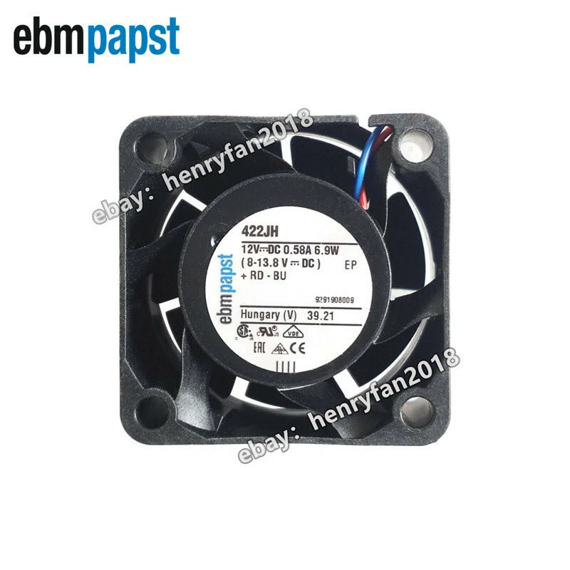Ebmpapst 422JH Axial Fan DC 12V 6.9W 0.58A 40*40*28MM 54dBA Cooling Fan 2-wires