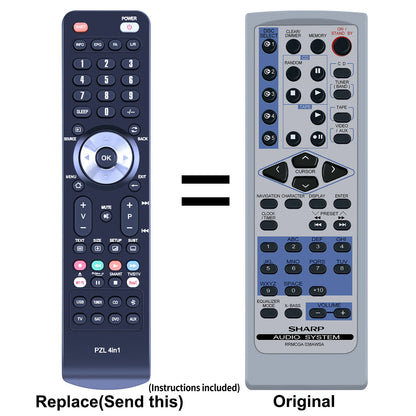 RRMCGA038AWSA Remote Control For Sharp Audio System XL-MP130 XL-MP131