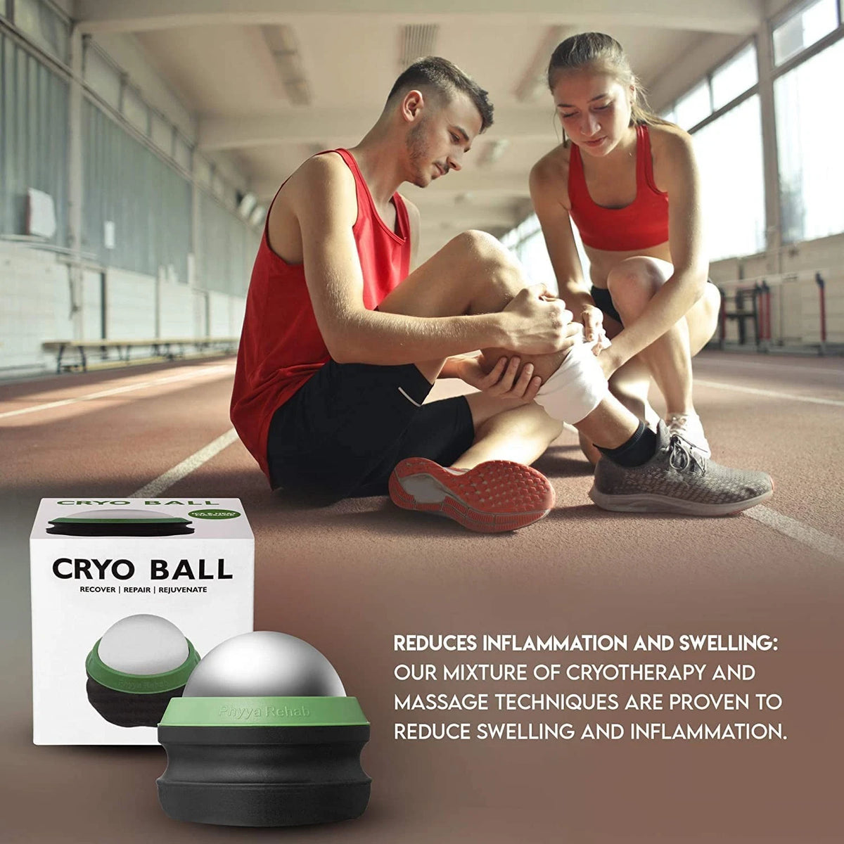 Phyya Rehab - Massage Ice Roller Ball - 1 Count (Pack of 1), Silver