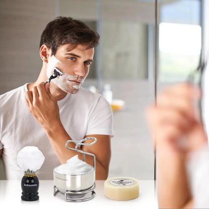Tonhawness Shaving Brush Kit for Men, 4 in 1 Brushes Set Black-A