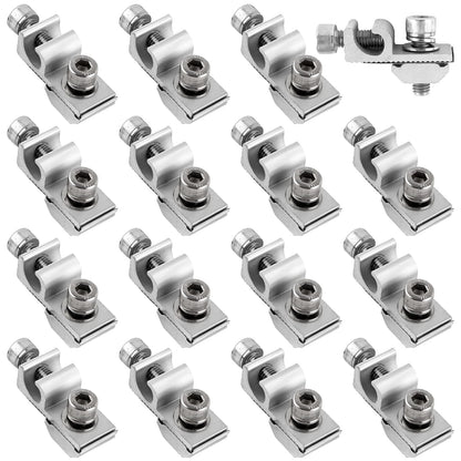 16 Pcs Solar Panel Grounding Lugs, Stainless Steel, Silver, Mount Silver