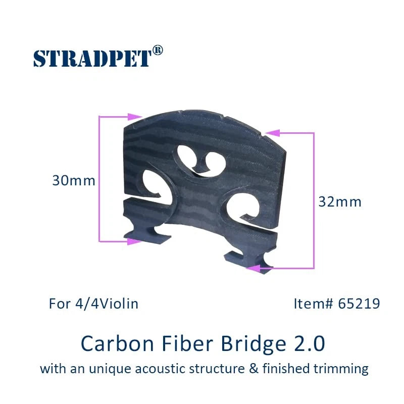 STRADPET Carbon Fiber Bridge 2.0 with an unique acoustic 4/4, 3/4, Black