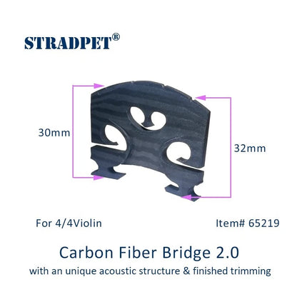 STRADPET Carbon Fiber Bridge 2.0 with an unique acoustic 4/4, 3/4, Black