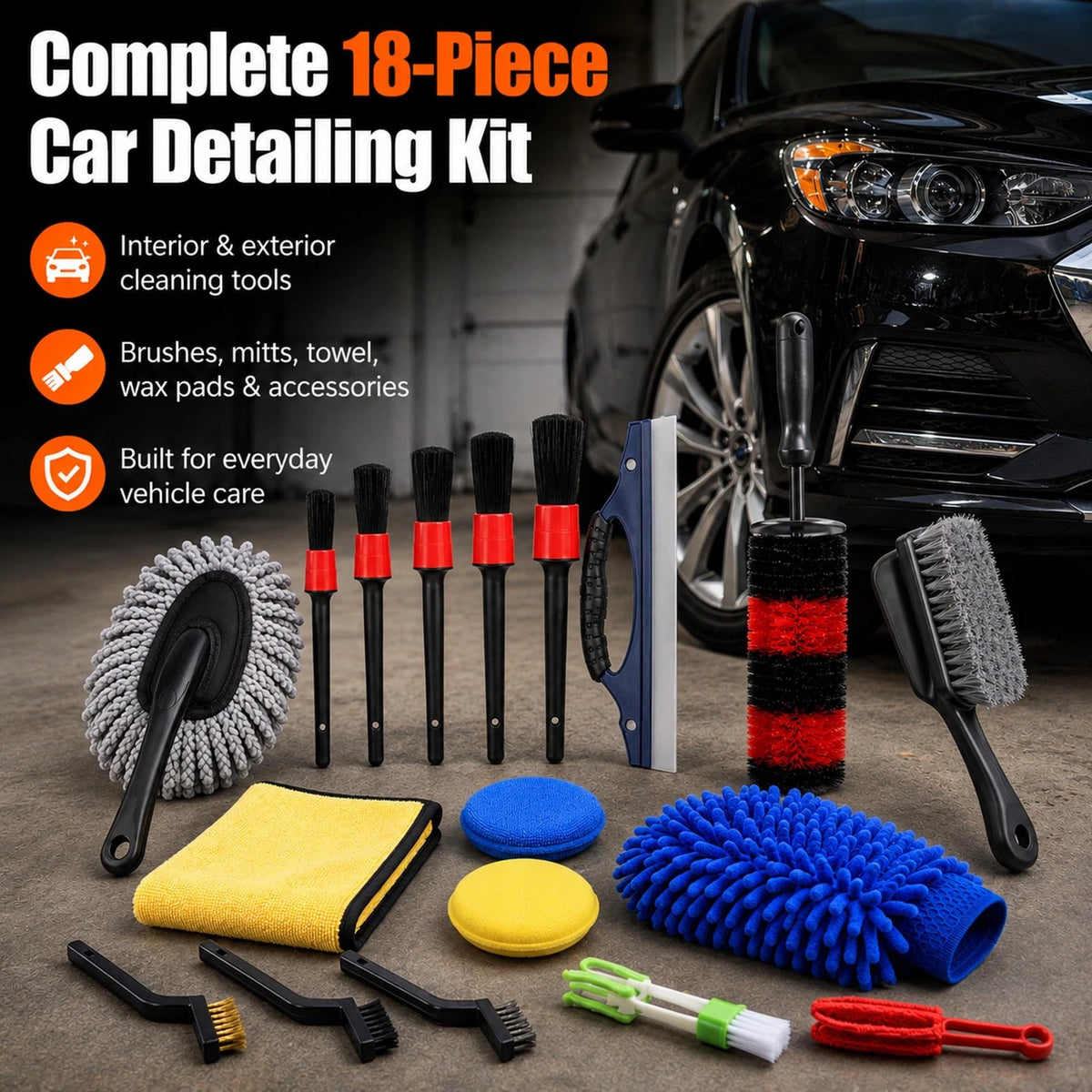 Kavon Products 18-Piece Car Detailing Kit – Complete Interior Detailing...