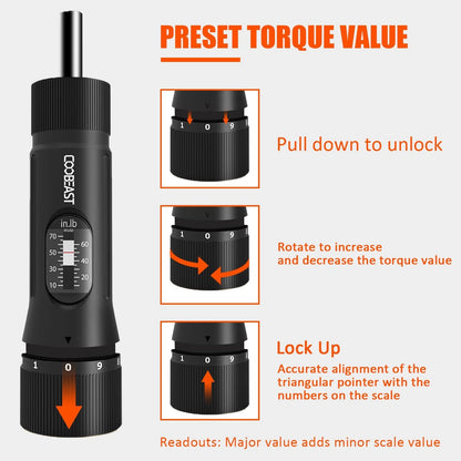 coobeast 49 Pcs Torque Screwdriver 10-70 Inch Pound 49 PCS, Black