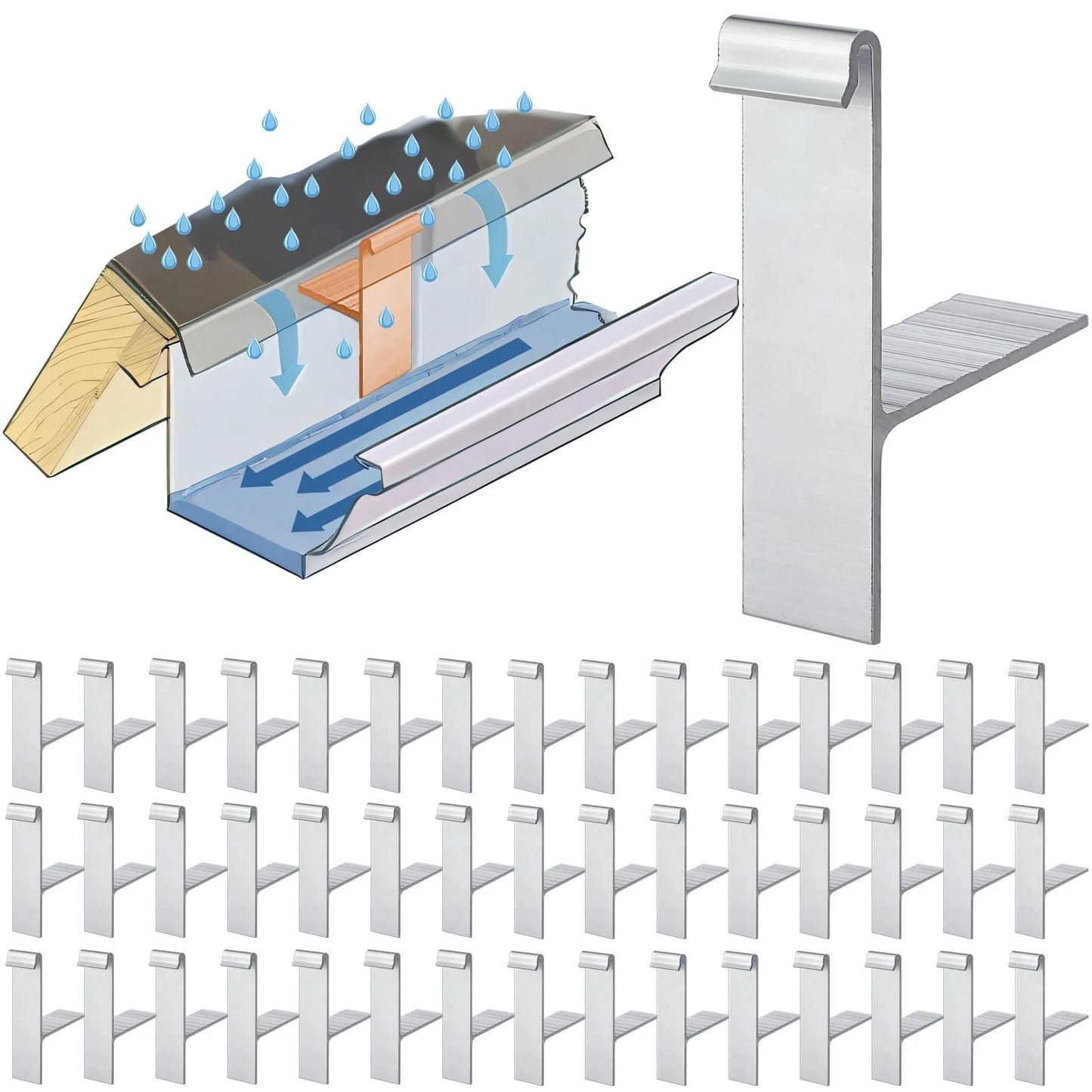 Blulu 50pcs 5 Inches Aluminum Gutter Wedges for 5 Inch K Style T, Silver/Gray
