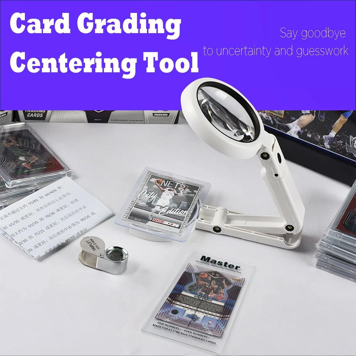 2025 Sports Cards Grading Kit - PSA/BGS Centering Tool with LED Magnifier,...
