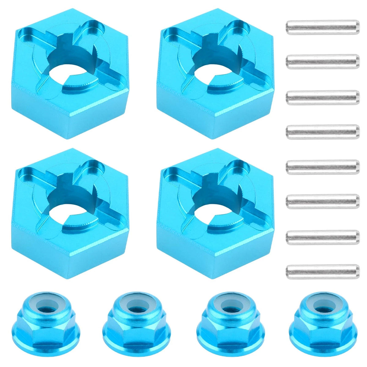 GDOOL for H16BM RC Car Upgrade Aluminum Wheel Hex 16440 & Pins M20101 & Blue