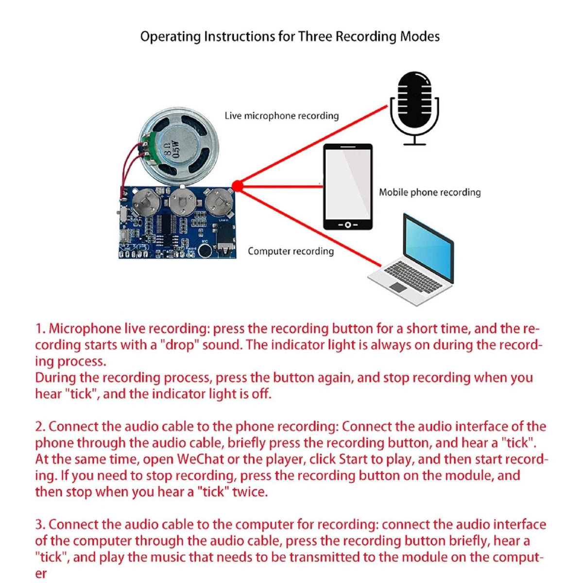 17 Min Sound Voice Music Recorder Board Voice Chip Module for Greeting Card