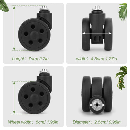 Vivikivi Luggage Replacement Wheels, 2 Pcs Suitcase Double-Row OD 50mm, Black