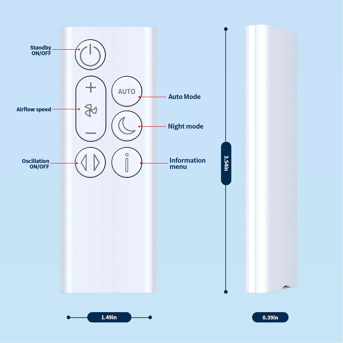 Replacement Remote Control For Dyson Purifier Cool Gen1 TP10 White -