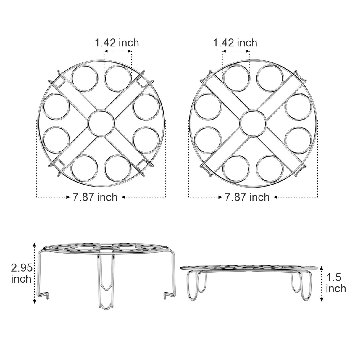 GSlife Egg Steamer Rack - Stainless Steel Trivet for 8 Quart Silver-2 Pack