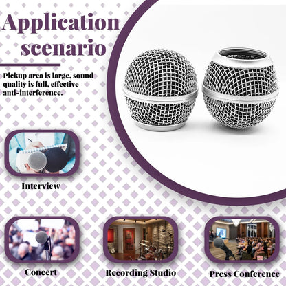 Cionyce 4 Pack SM58 Microphone Head Replacement Standard Size SM58, Silver