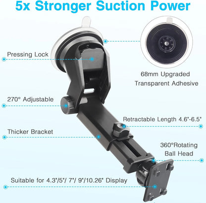 Backup Camera Monitor Mount - Windshield Suction Cup Mounting Bracket, Black