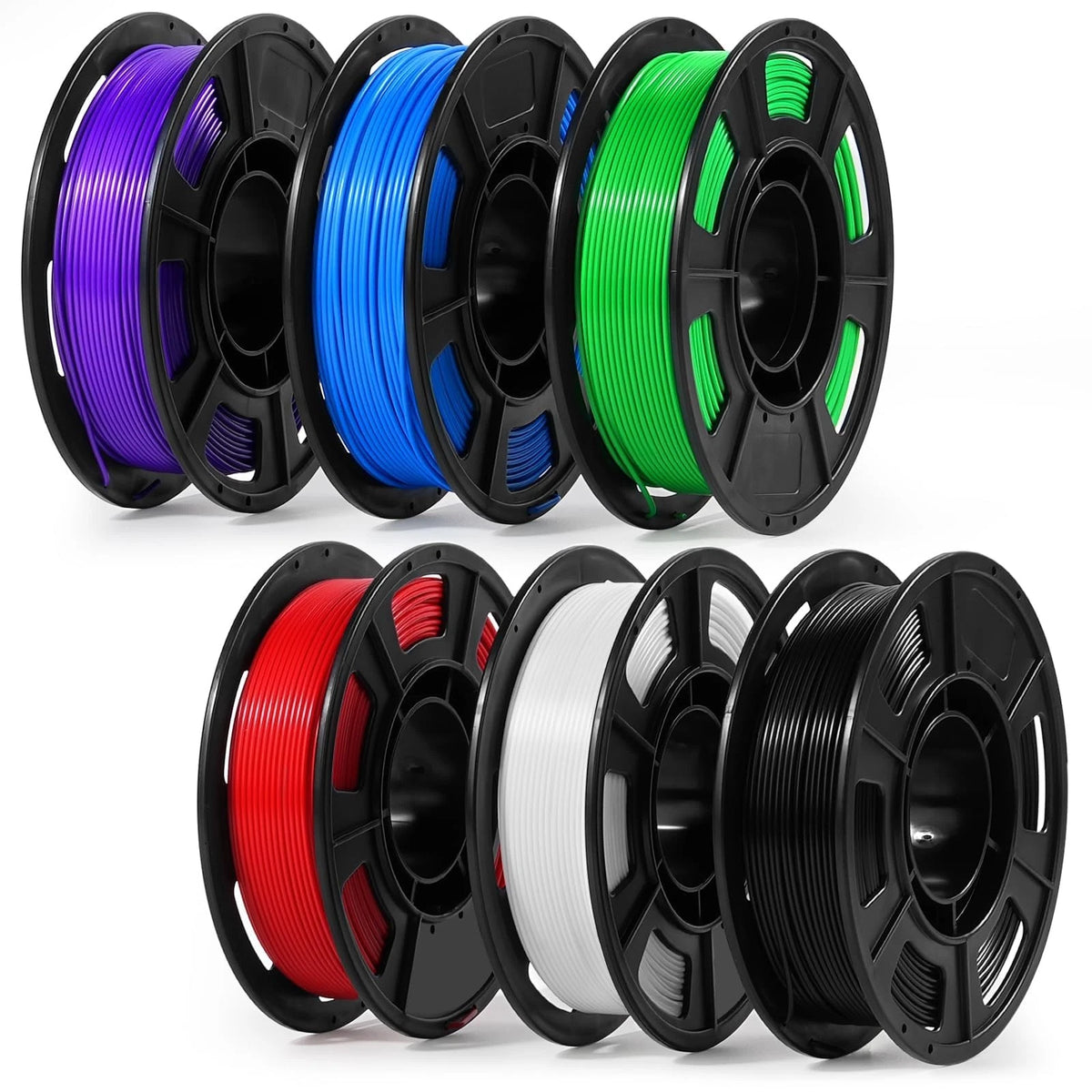 Dynta 3D Printer 1.75 millimeters, 250gx6-black+white+red+green+blue+purple