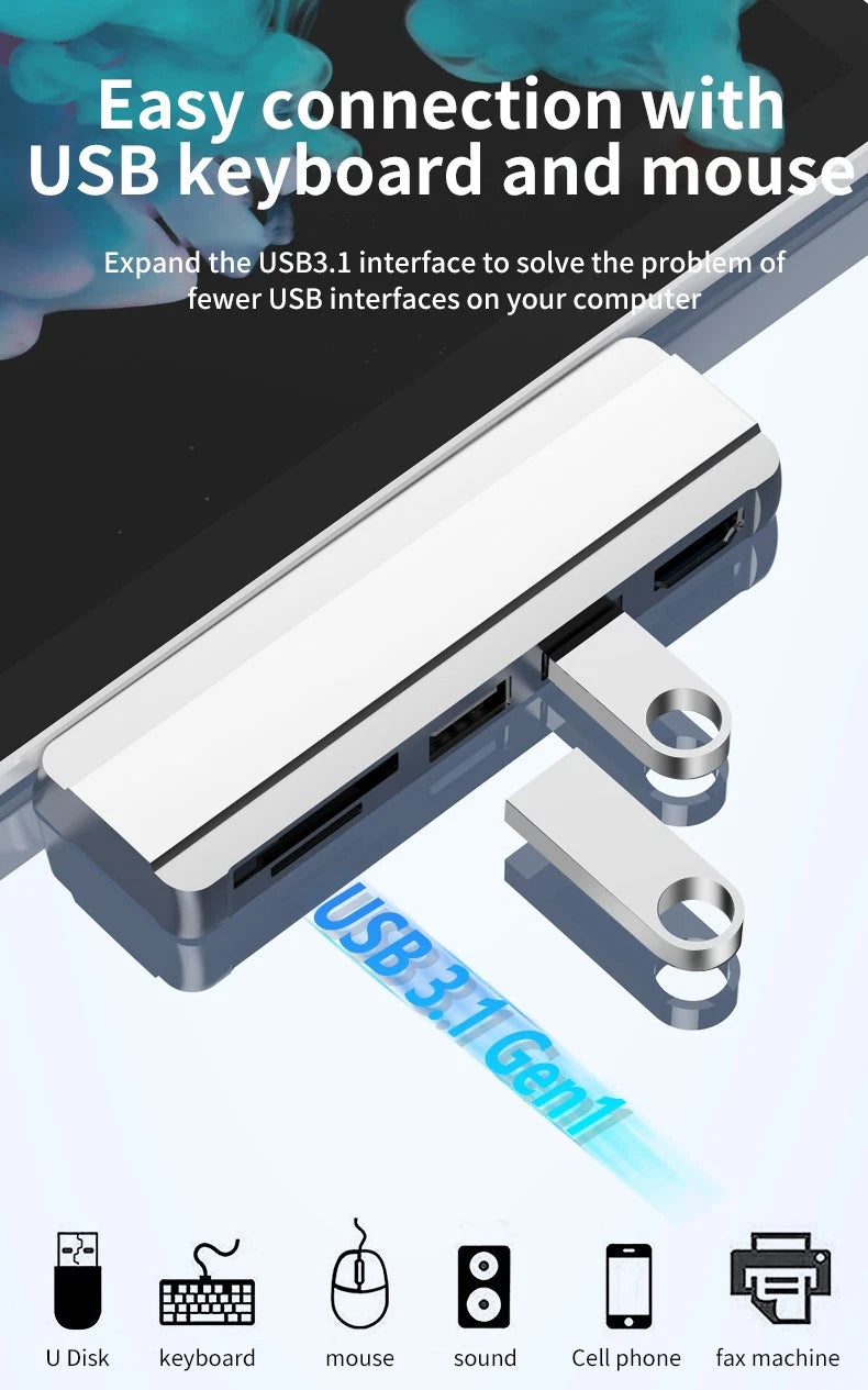 SD/SDHC/SDXC/Micro SD USB HUB Docking Station Adapter For Surface Pro 4/5/6;