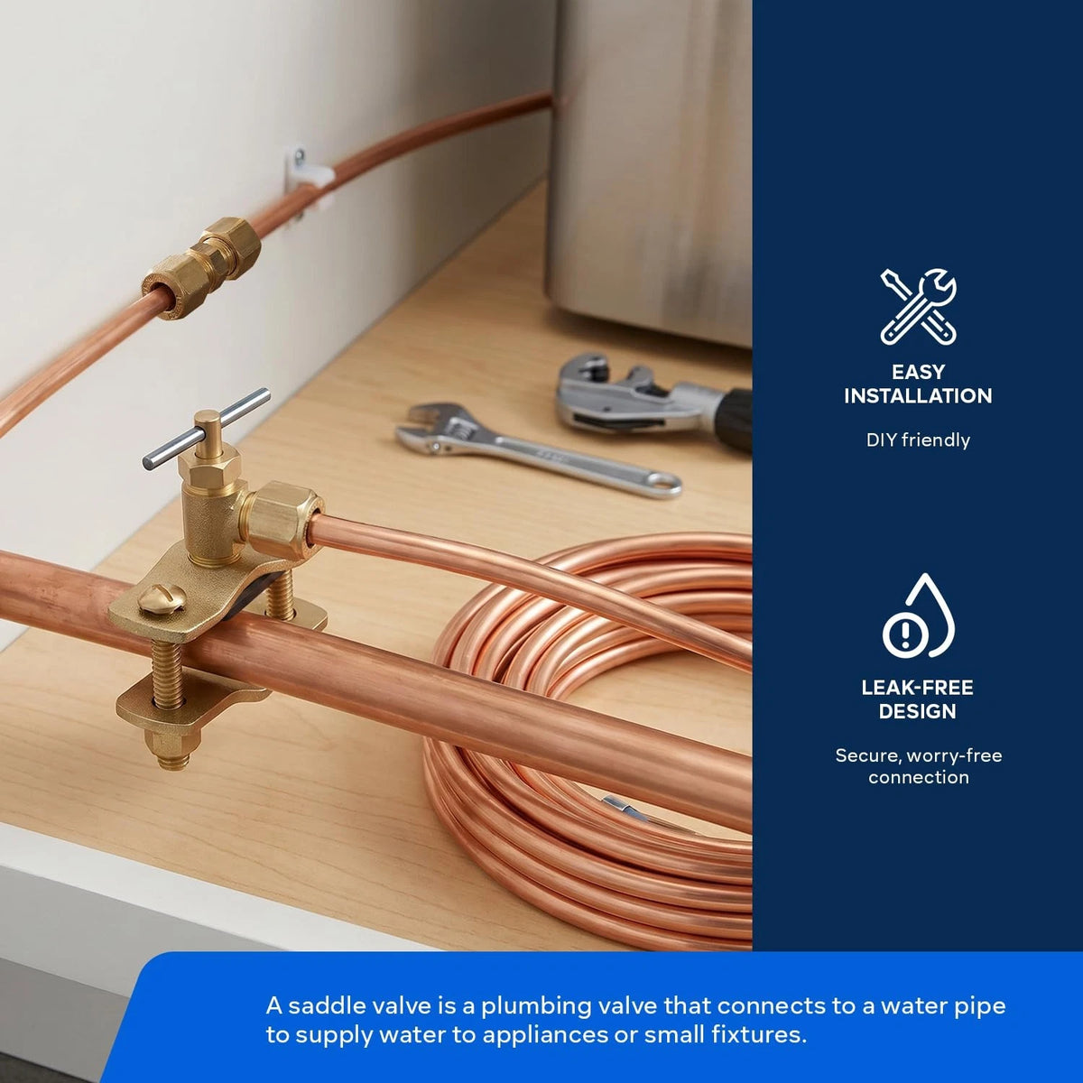 HIGHCRAFT Ice Maker Kit with Self Piercing Saddle Valve Copper 1/4" x 25'