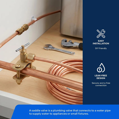 HIGHCRAFT Ice Maker Kit with Self Piercing Saddle Valve Copper 1/4" x 25'