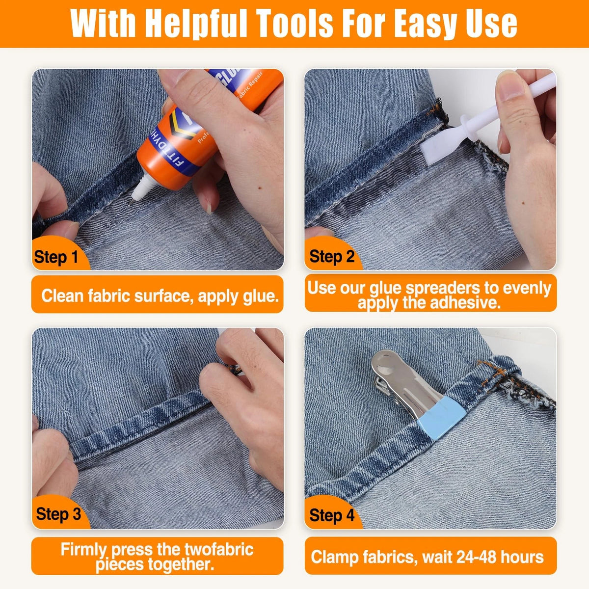 FITTDYHE Fabric Glue Permanent, 60 ML Washable Clear Clothing 60ML,