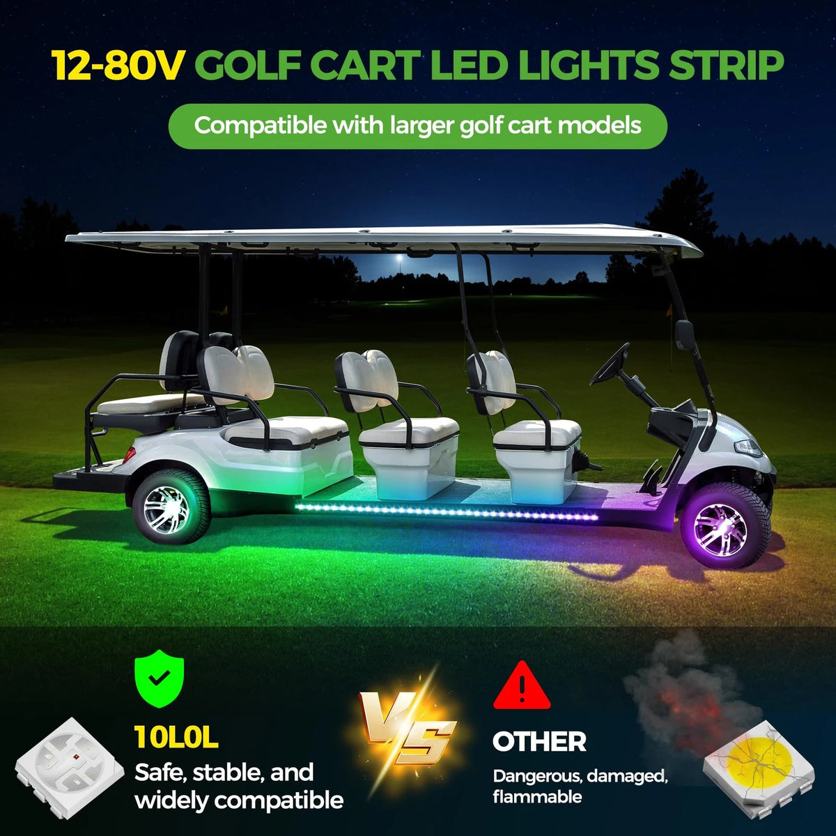 10L0L 4PCS Golf Cart Underglow LED Light Kit, Underbody Lights Kit