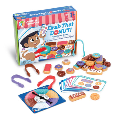 Learning Resources Grab That Donut! Fine Motor Game - Medium, Multicolor