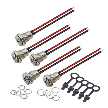 Eightnoo 5Pcs 5.5 x 2.1 mm DC Power Jack Socket, Real 18AWG 5.5mm x 2.1mm
