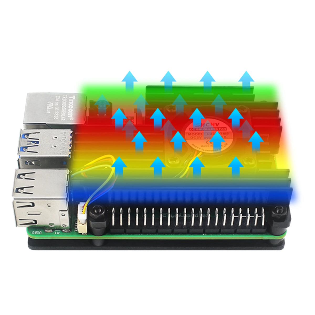 1*Aluminum Protective Case for Raspberry Pi 5 Motherboards With Cooling Fan