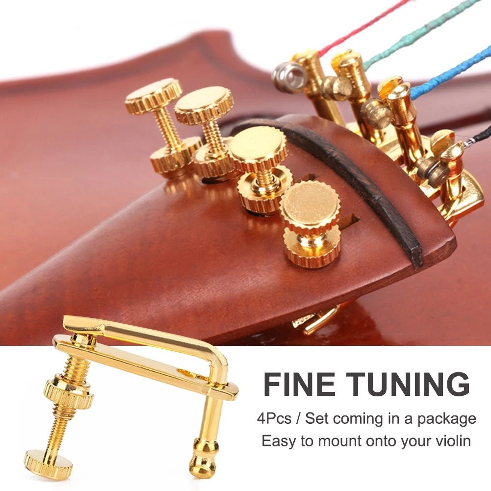 4Pcs Violin Fine Tuners, Gold Parts String Adjusters Replacement for...