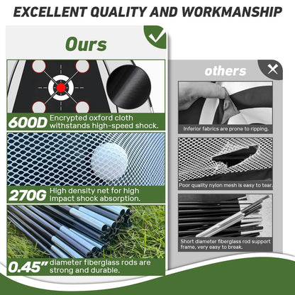 KLAODOT Golf Net with Practice Mat,Golf Hitting 10*7, Black/White/Red/Green