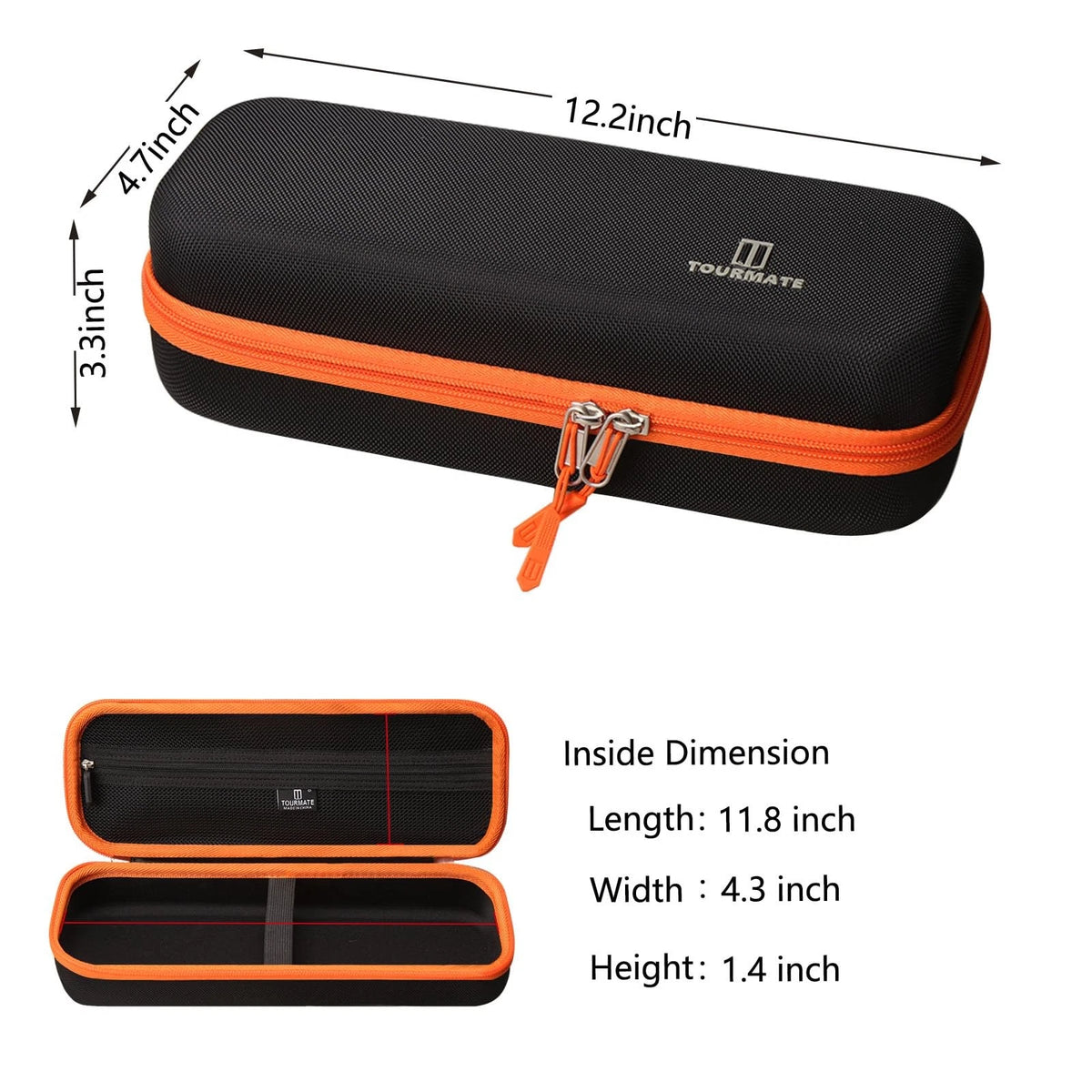 Tourmate Hard Storage Case for Sharp 12.2 x 4.7 x 3.3 inches, Black & Orange