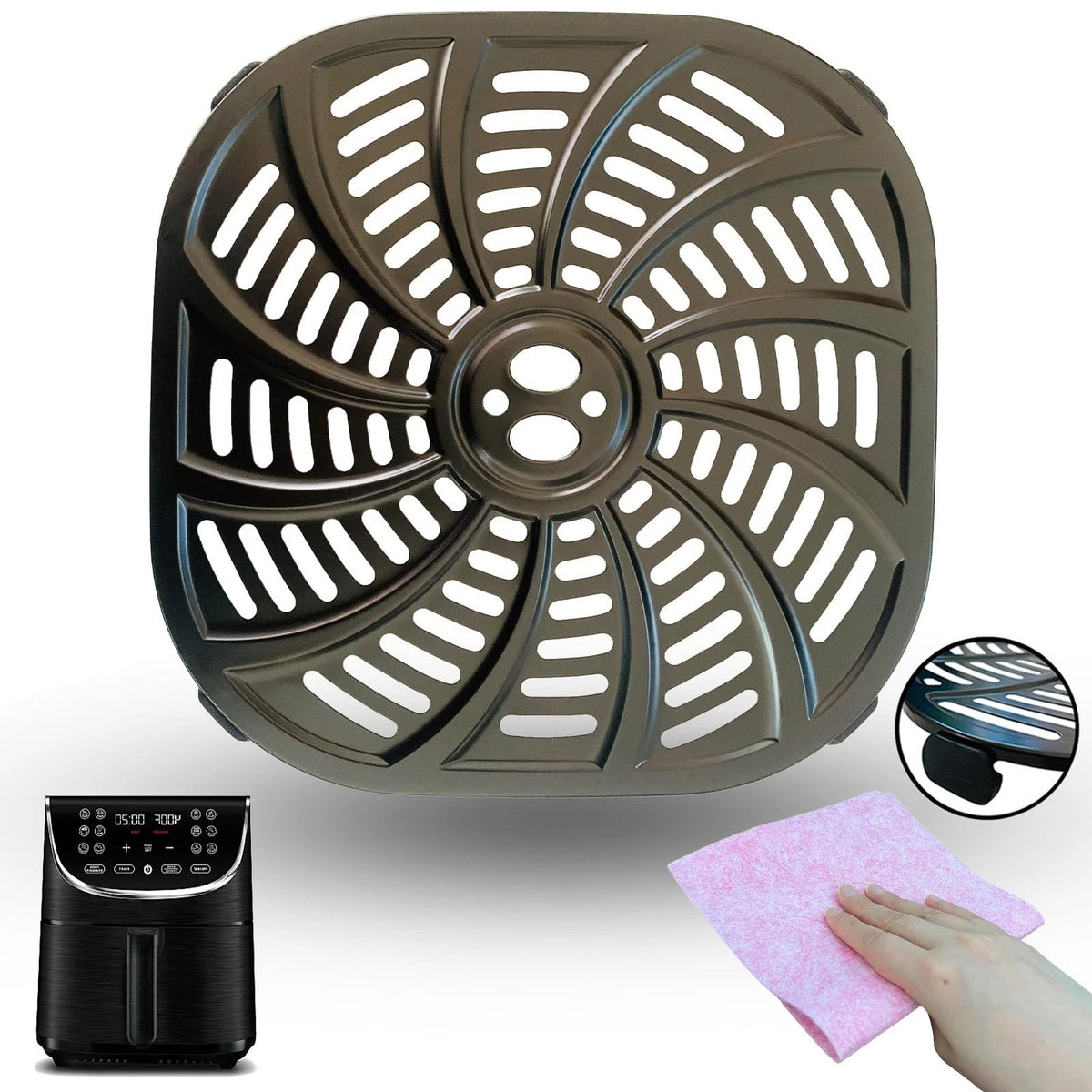 GSZN 7QT Air Fryer Grill Plate for Gourmia GAF716 GAF716, Black