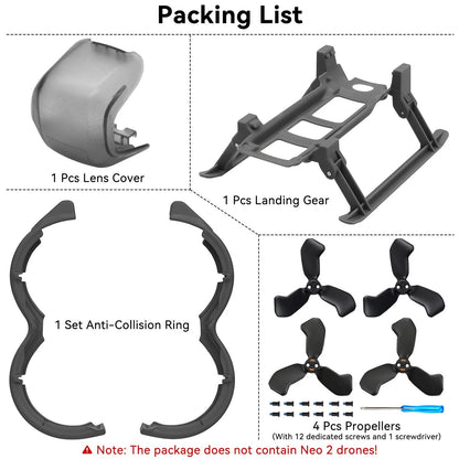 Craznick Neo 2 Drone Accessories Set - 4Pcs Kit with Propellers Foldable Gary